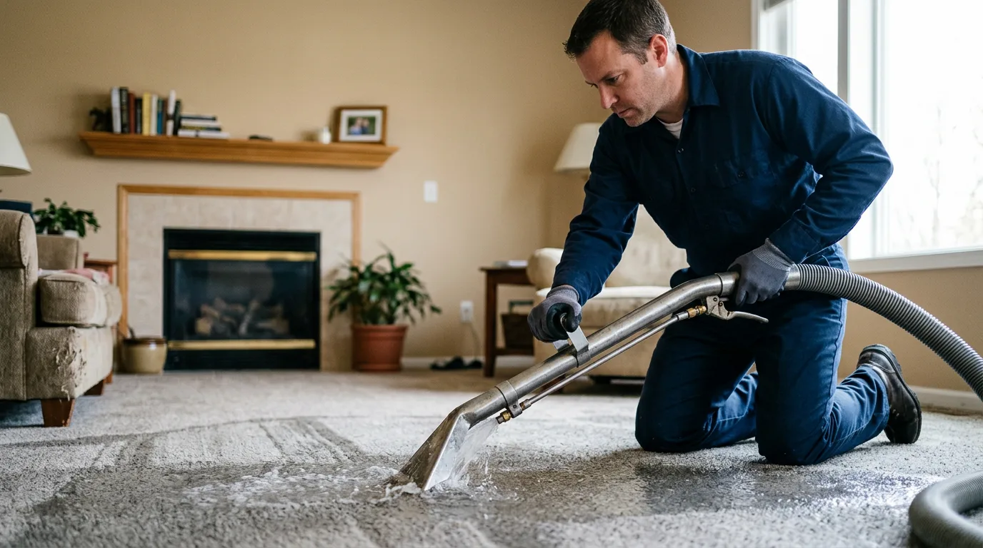 Water damage restoration technician working near Sayner, WI